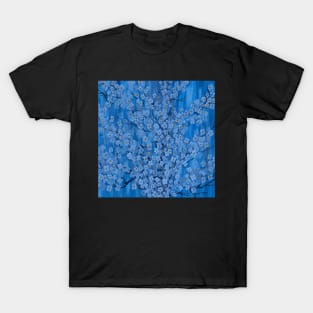 White Flowers on Teal Background Beautiful Print of an Original Art Piece by Artist T-Shirt